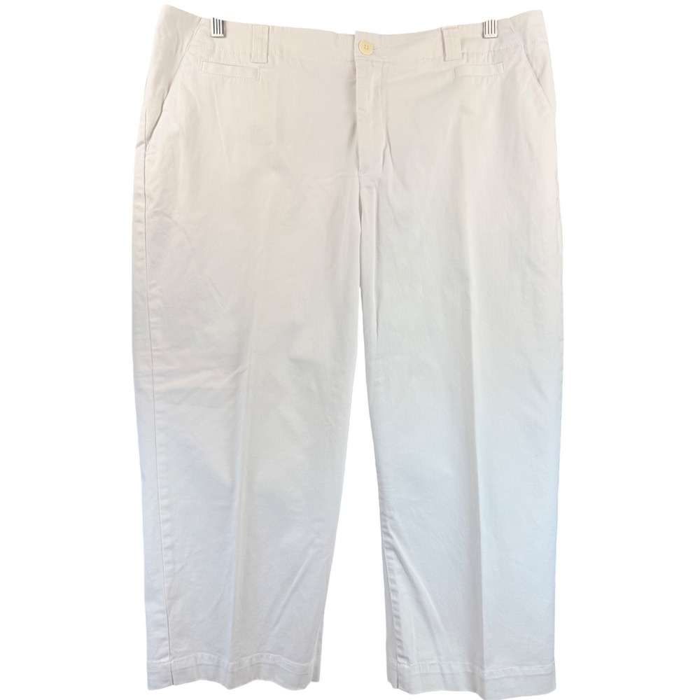 Cherokee Womens White Cropped Pants Size 18 Cotton Spandex Straight Leg Capris